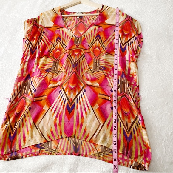 Anthropologie Floreat Sheer Tropical Silk Tunic - Picture 10 of 11